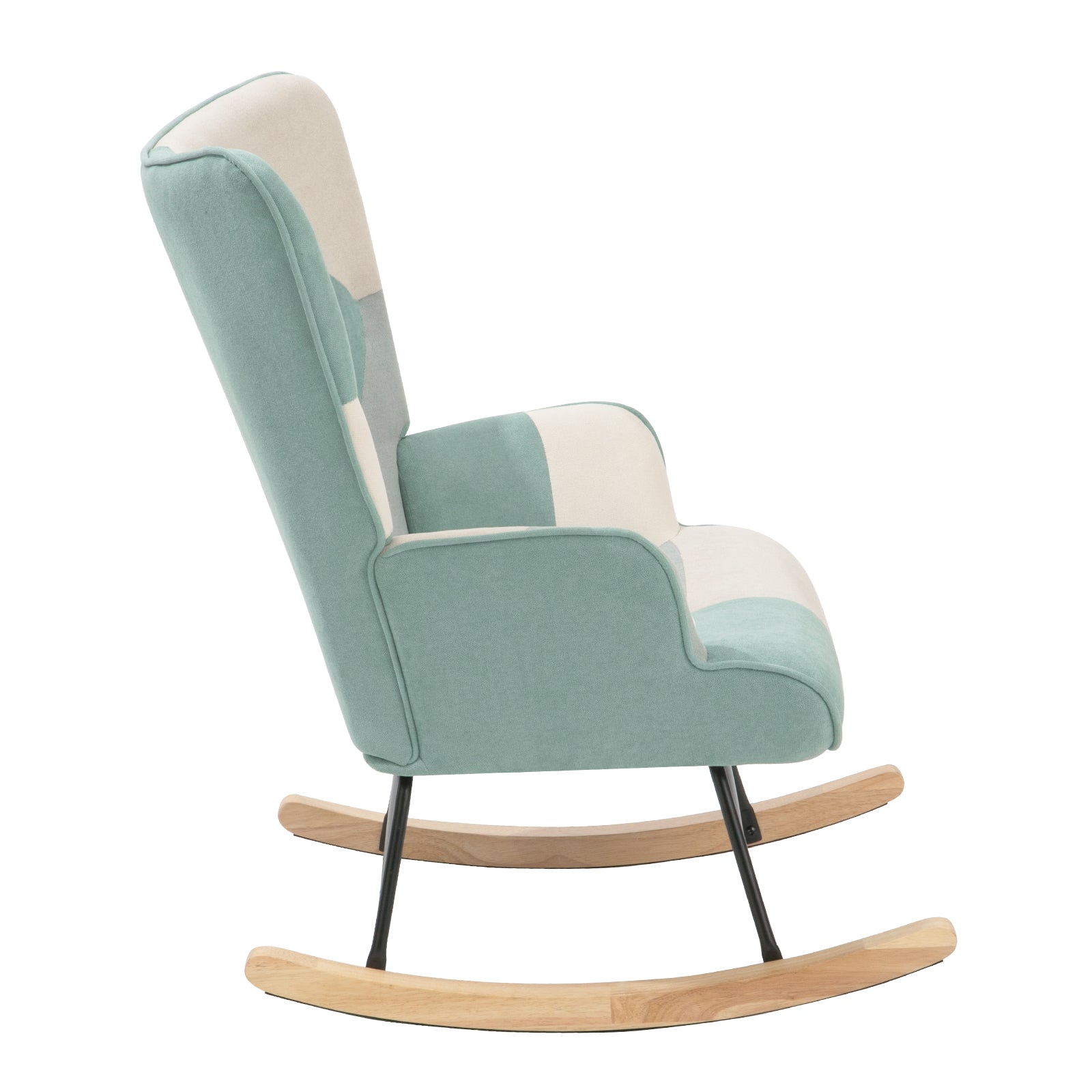 Mid Century Fabric Rocker Chair with Wood Legs