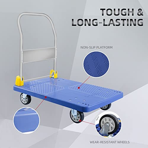 Foldable Push Hand Cart  with 360 Degree Swivel Wheels