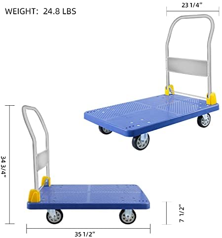 Foldable Push Hand Cart  with 360 Degree Swivel Wheels