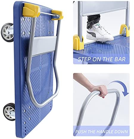 Foldable Push Hand Cart  with 360 Degree Swivel Wheels