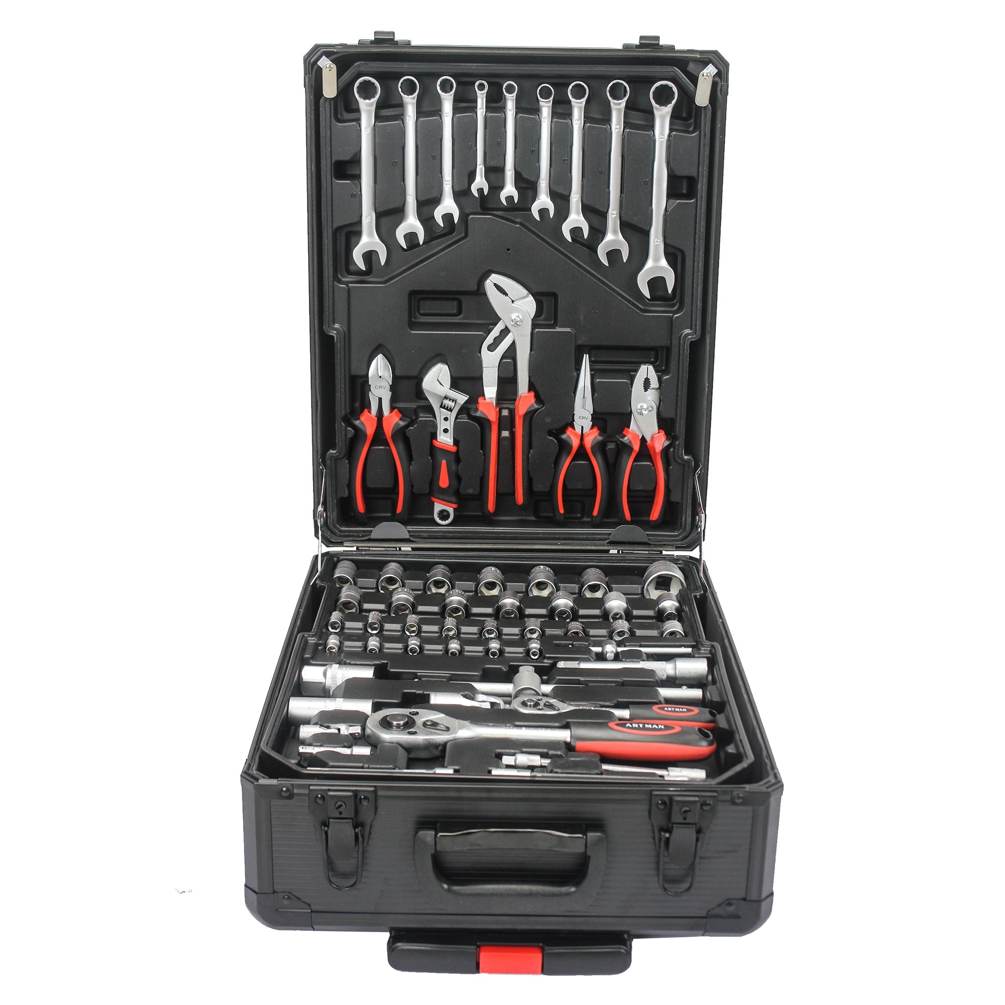 Hand Tool Box with 4 Layers of Tool set and Wheels