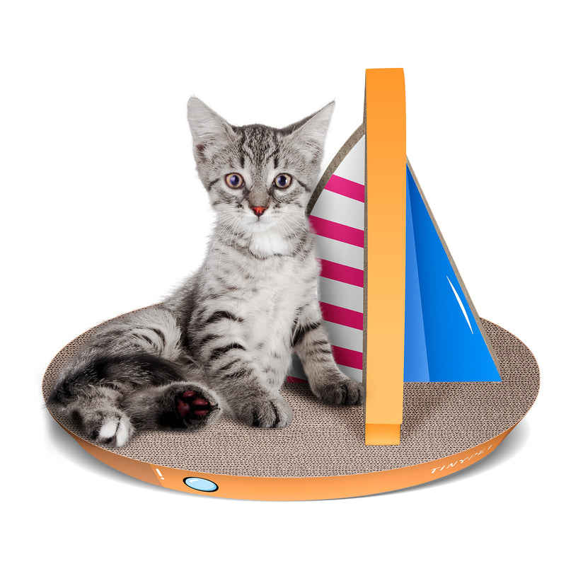 Cat Condo Scratcher Post Cardboard Sailboat Shape Cat Scratching Board - Front View