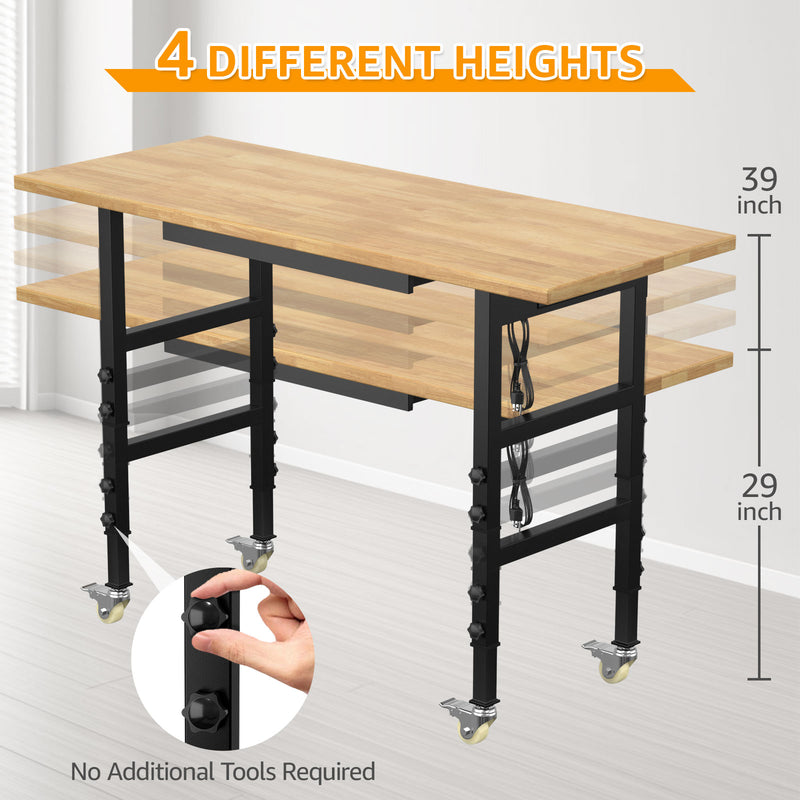 Radeway 60 Workbench with Drawers Wheels - Image 4