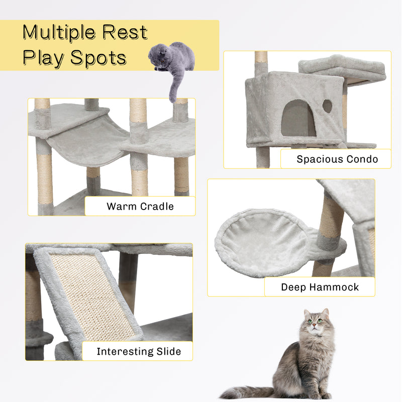 Radeway 81in Multi-Level Cat Tower Cat Condo Tree Scratching - Detail View