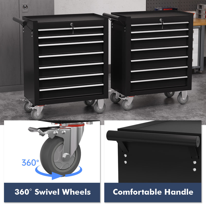 Radeway 7-Drawer Rolling Tool Chest Black - Image 5