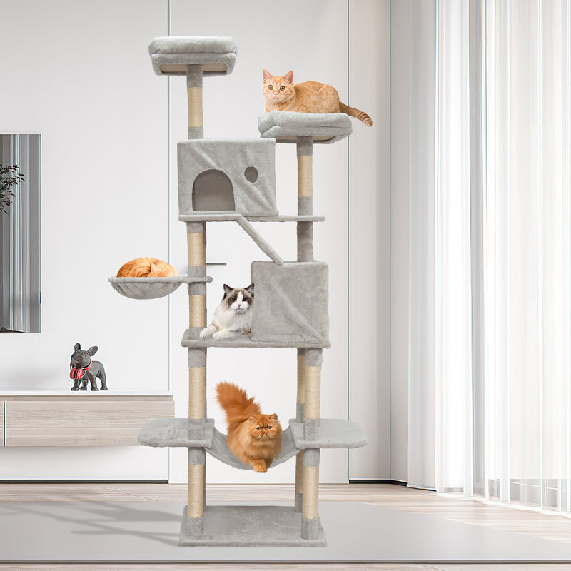 Radeway 81in Multi-Level Cat Tower Cat Condo Tree Scratching - Front View
