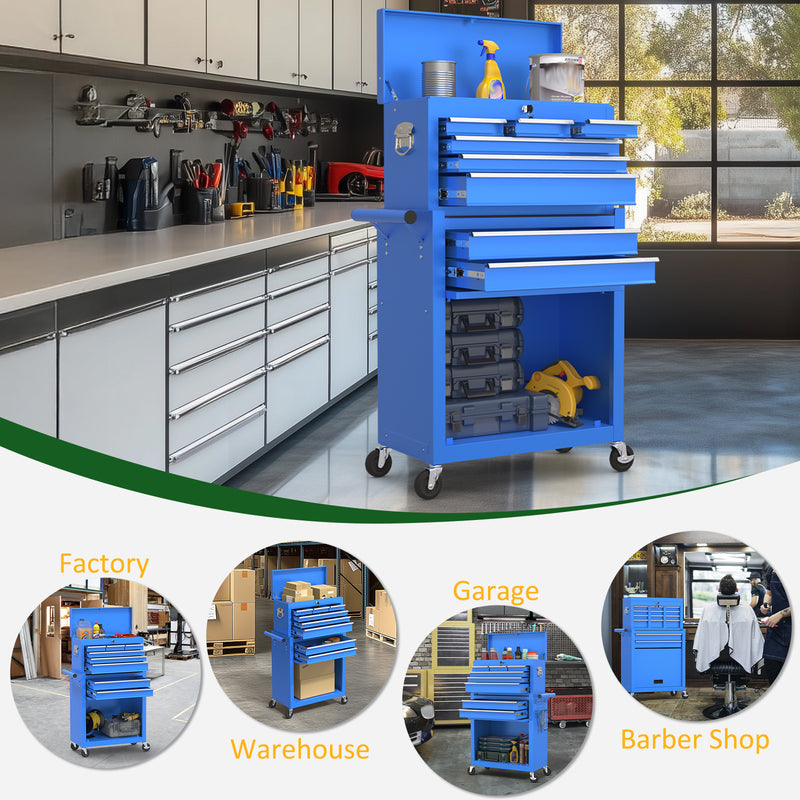 Radeway 8-Drawer Tool Chest with Top Box Blue - Image 6