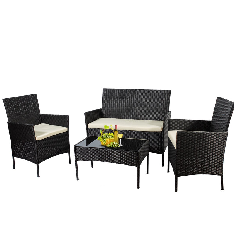 Patio Furniture Set 4 Pieces Outdoor Rattan Chair - Side View