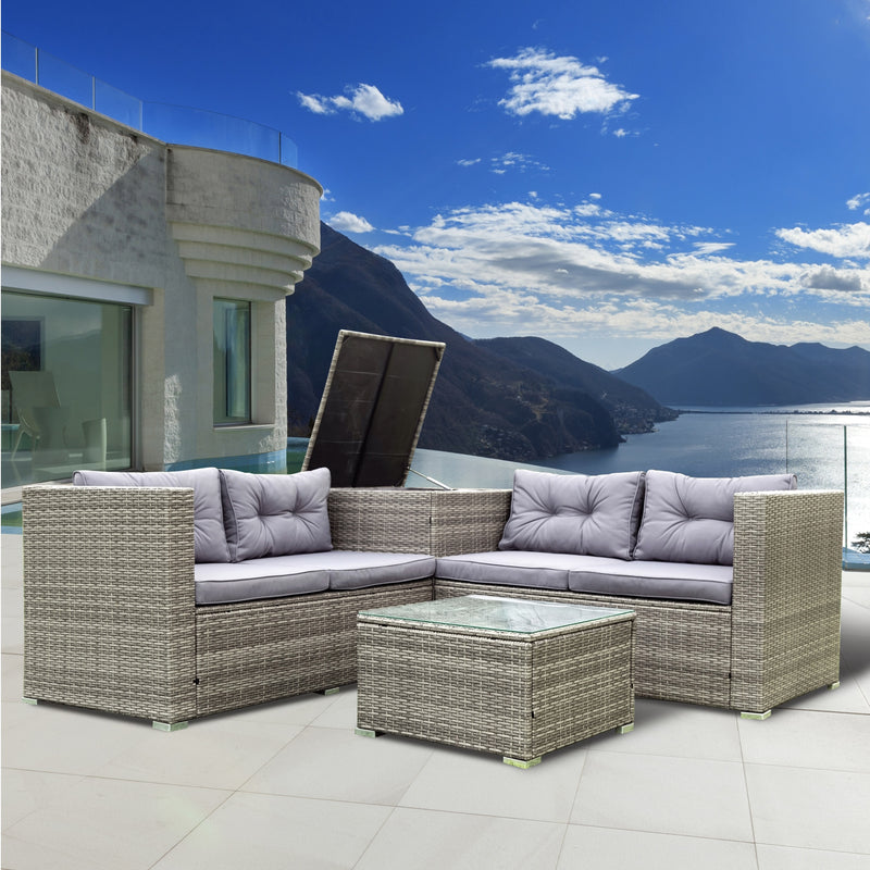 Radeway 4 Piece Patio Sectional Wicker Rattan Outdoor Furniture - Side View