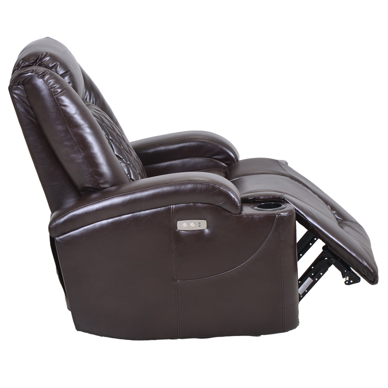 Power Motion Recliner with USB Charge Port and Cup Holder -PU Lounge chair for L - Image 7