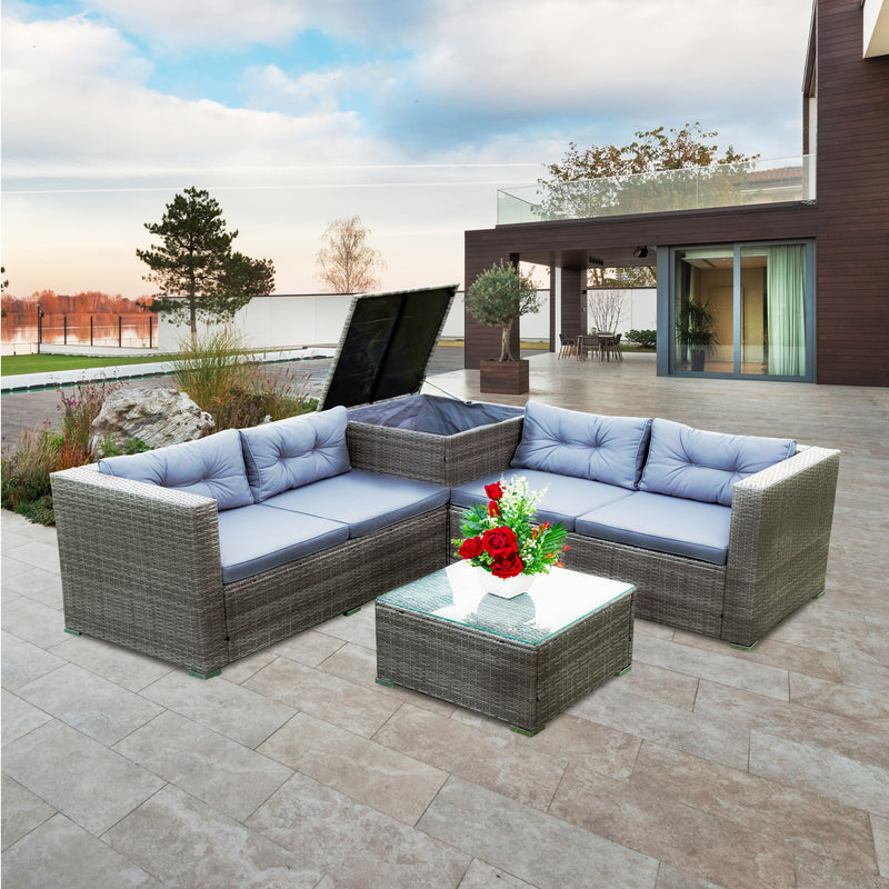 Radeway 4 Piece Patio Sectional Wicker Rattan Outdoor Furniture - Image 13