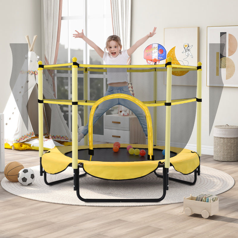 Radeway 5FT Trampoline with Basketball Hoop for Fun - Front View
