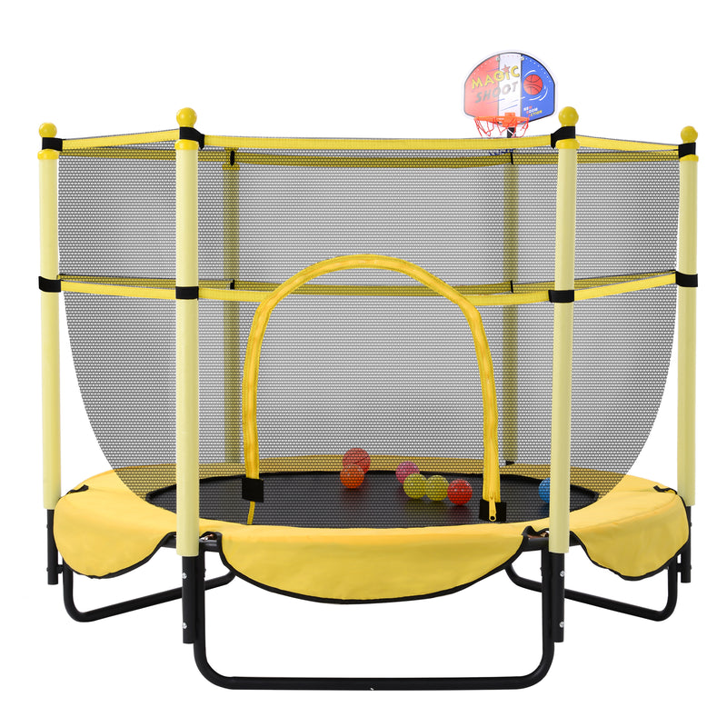 Radeway 5FT Trampoline with Basketball Hoop for Fun - Side View