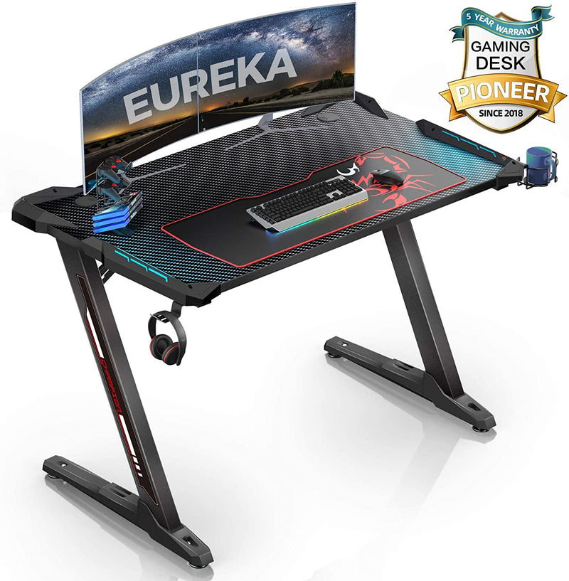 Z1-S Gaming Desk 44.5" Z Shaped Office PC Computer - Front View