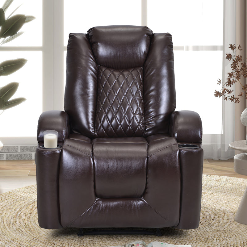 Power Motion Recliner with USB Charge Port and Cup Holder -PU Lounge chair for L - Image 5