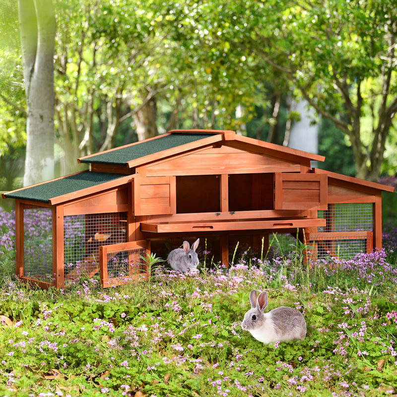 TOPMAX 70-Inch Wood Rabbit Hutch Outdoor Pet - Front View