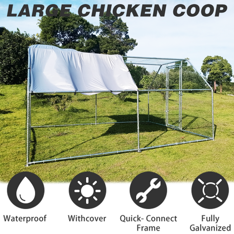 Metal Chicken Coop Poultry Cage Rabbits Habitat Cage - Front View