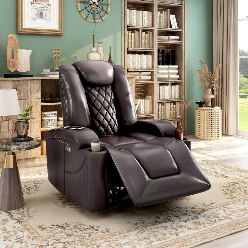 Power Motion Recliner with USB Charge Port and Cup Holder -PU Lounge chair for L - Image 4