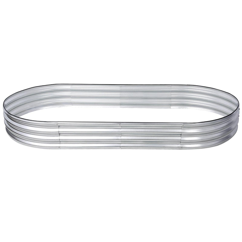 Oval Large Metal Galvanized Raised Garden Bed Kit - Front View