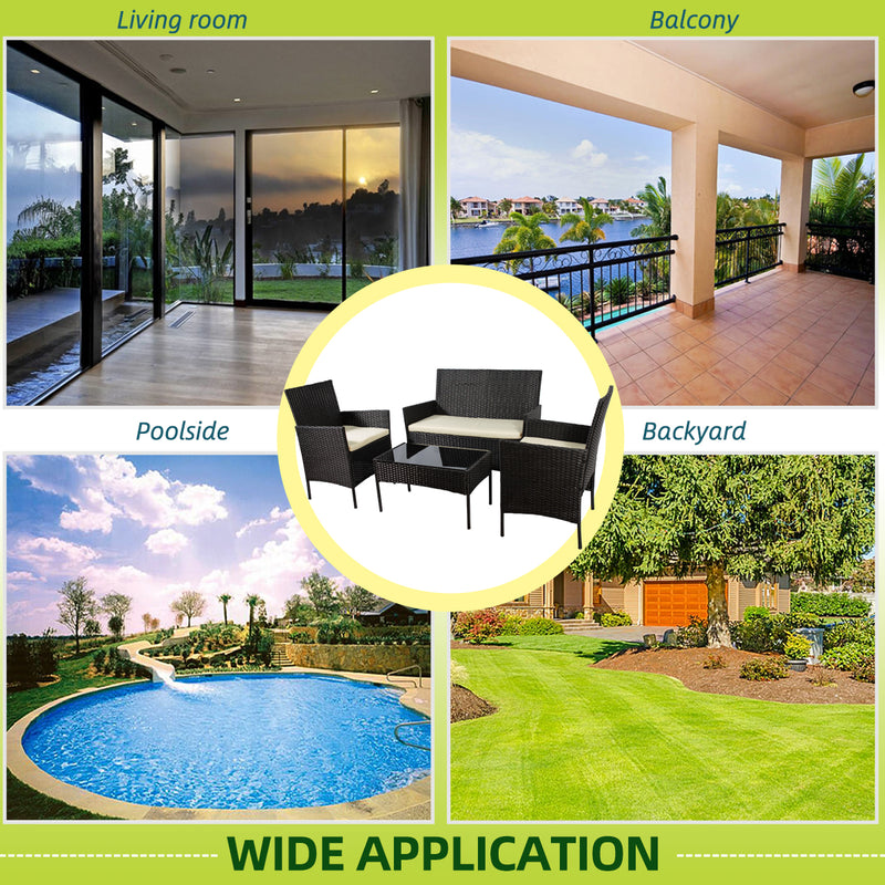 Patio Furniture Set 4 Pieces Outdoor Rattan Chair - Image 7