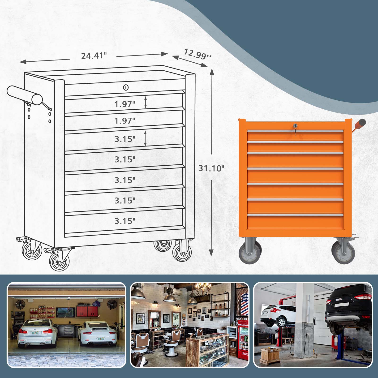 RaDEWAY 7 Drawer Rolling Tool Chest