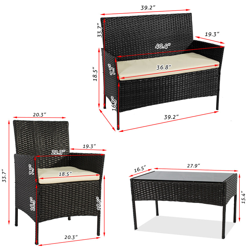 Patio Furniture Set 4 Pieces Outdoor Rattan Chair - Image 8