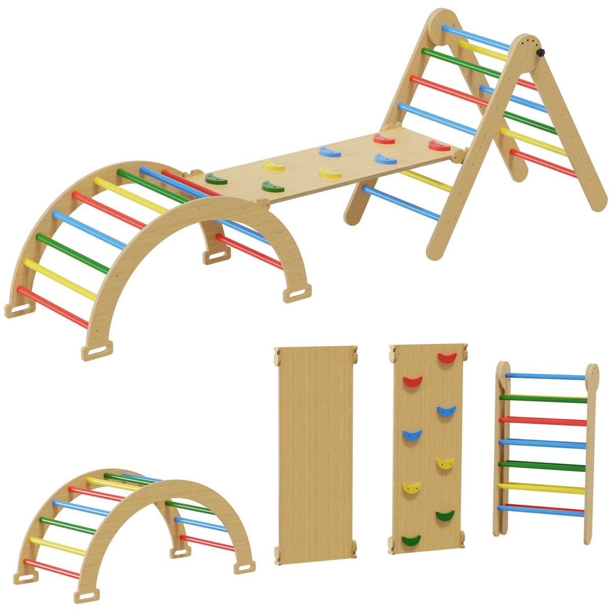 RaDEWAY 4 in 1 Pikler Triangle Wooden Climber Toy For Kids