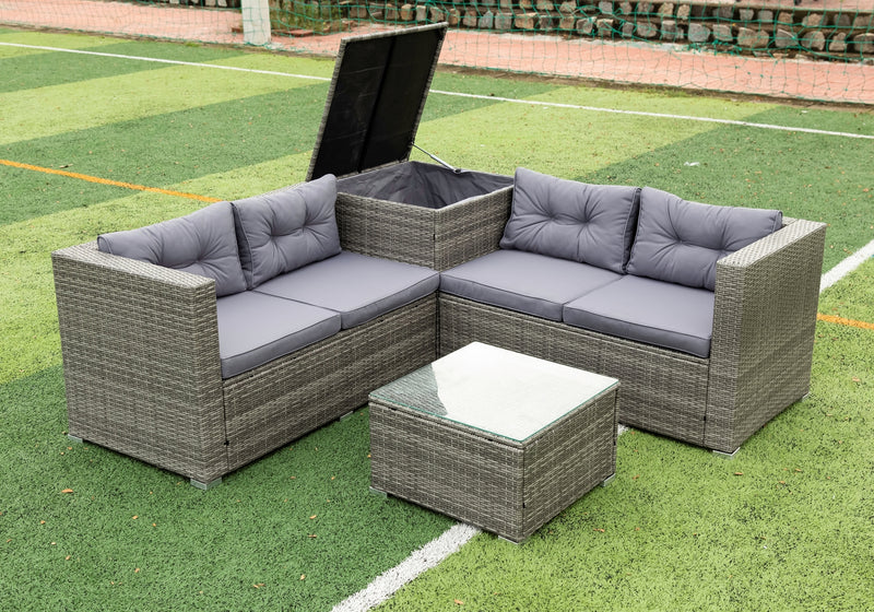 Radeway 4 Piece Patio Sectional Wicker Rattan Outdoor Furniture - Image 15
