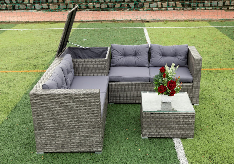 Radeway 4 Piece Patio Sectional Wicker Rattan Outdoor Furniture - Image 17