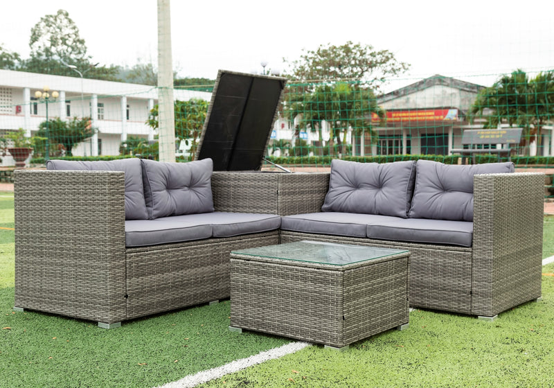 Radeway 4 Piece Patio Sectional Wicker Rattan Outdoor Furniture - Image 18