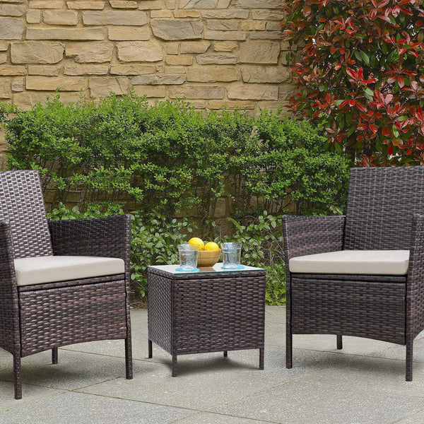 Patio Furniture Set 3 Pieces Outdoor Rattan Chair