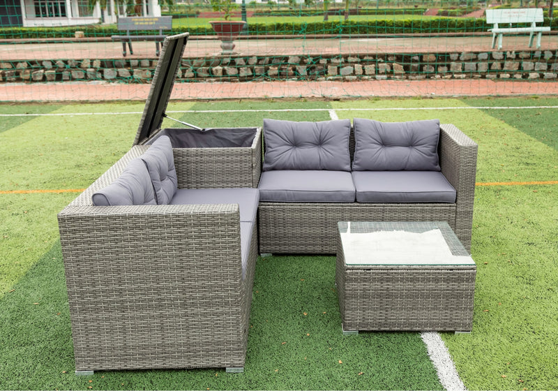 Radeway 4 Piece Patio Sectional Wicker Rattan Outdoor Furniture - Image 26