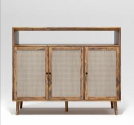 Sideboard Buffet Kitchen Storage Cabinet with Rattan Decorated Doors