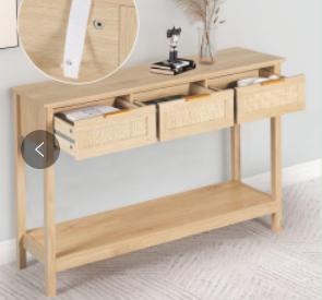 Wooden Kitchen Sideboard Table with Bottom Shelf and Storage Drawers