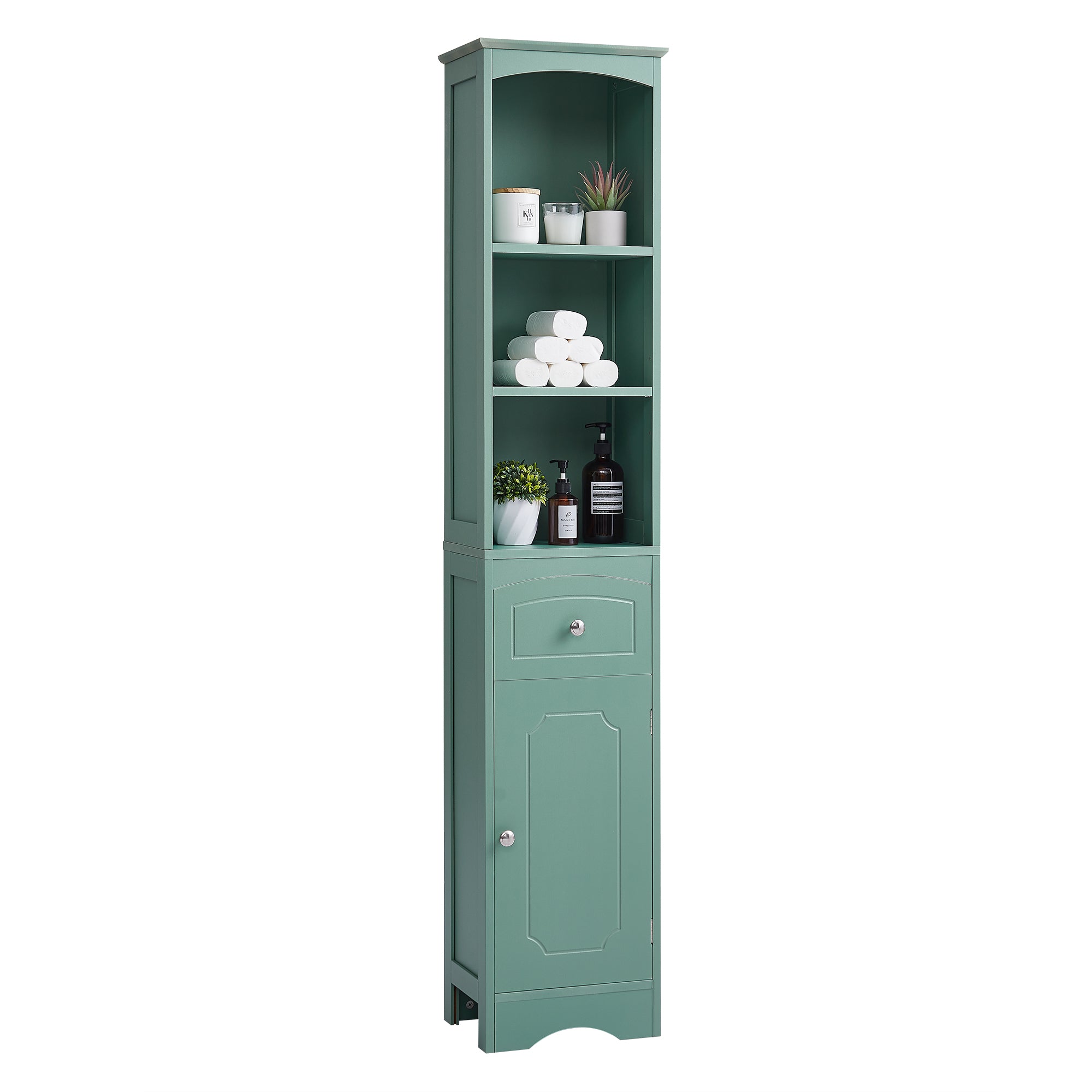 Tall Bathroom Freestanding Storage Cabinet with Drawer Adjustable Shelf