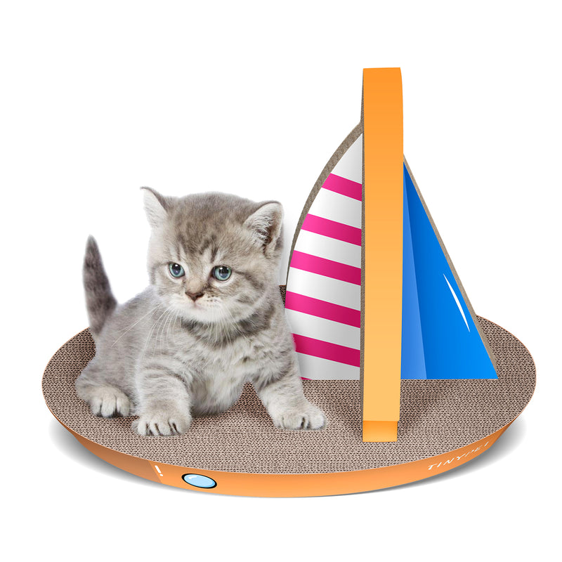 Cat Condo Scratcher Post Cardboard Sailboat Shape Cat Scratching Board - Side View