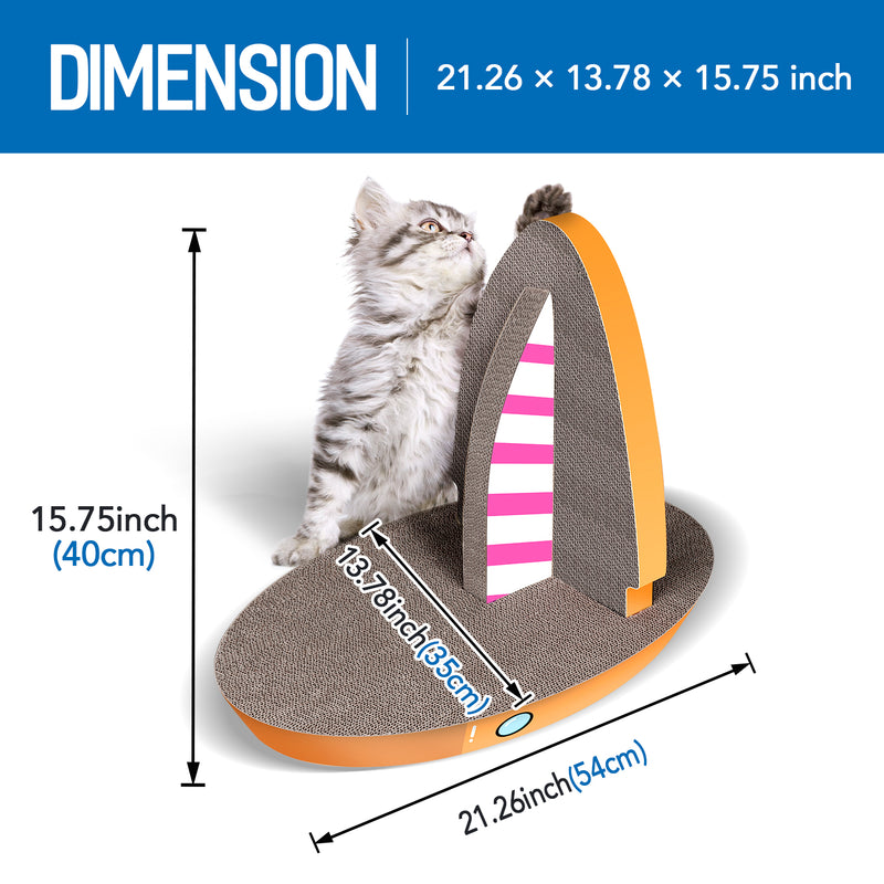 Cat Condo Scratcher Post Cardboard Sailboat Shape Cat Scratching Board - Image 5