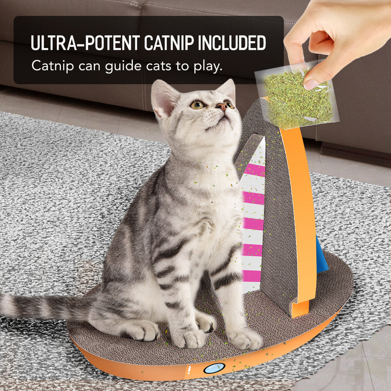 Cat Condo Scratcher Post Cardboard Sailboat Shape Cat Scratching Board - Detail View