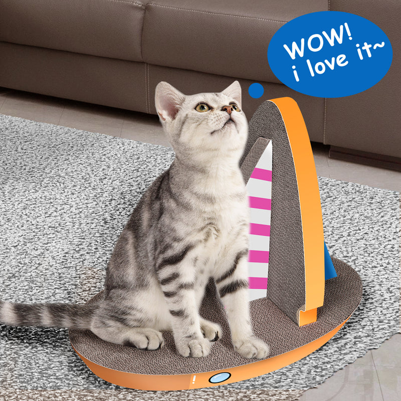 Cat Condo Scratcher Post Cardboard Sailboat Shape Cat Scratching Board - Image 8