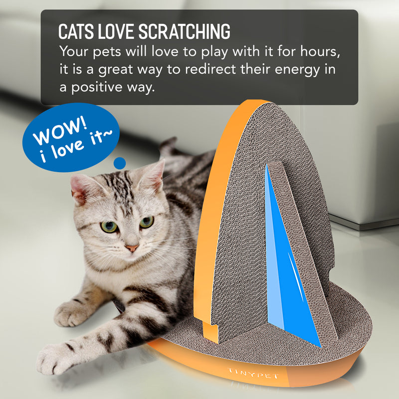 Cat Condo Scratcher Post Cardboard Sailboat Shape Cat Scratching Board - Image 6