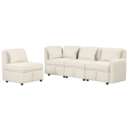 RaDEWAY Convertible Modular Free Combination 4 Seater Sectional Sofa