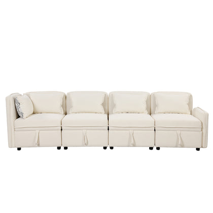 RaDEWAY Convertible Modular Free Combination 4 Seater Sectional Sofa