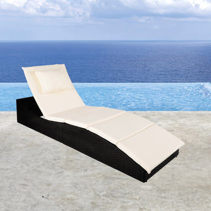 Adjustable Chaise Folding Wicker Pool Lounge Chair for Outside Pool