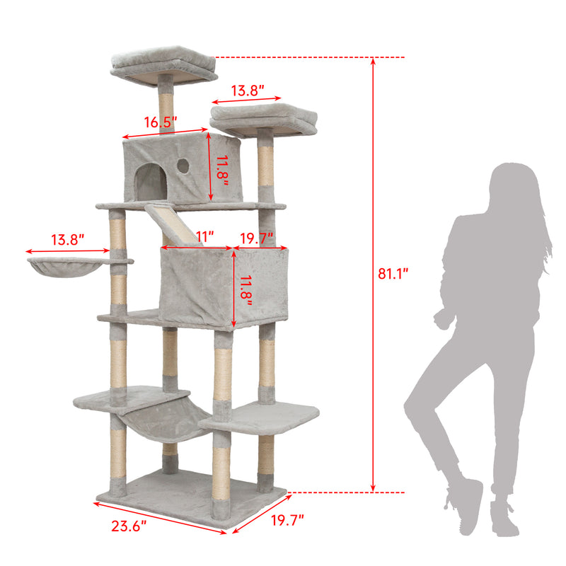 Radeway 81in Multi-Level Cat Tower Cat Condo Tree Scratching - Image 4