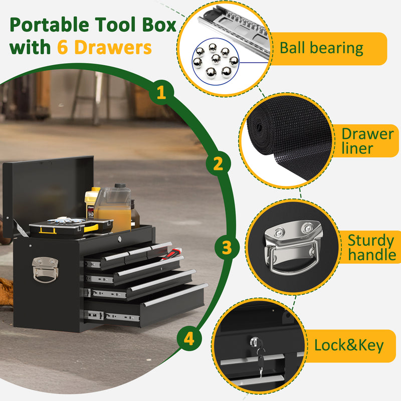 Radeway 8-Drawer Tool Chest with Top Box  Black - Side View