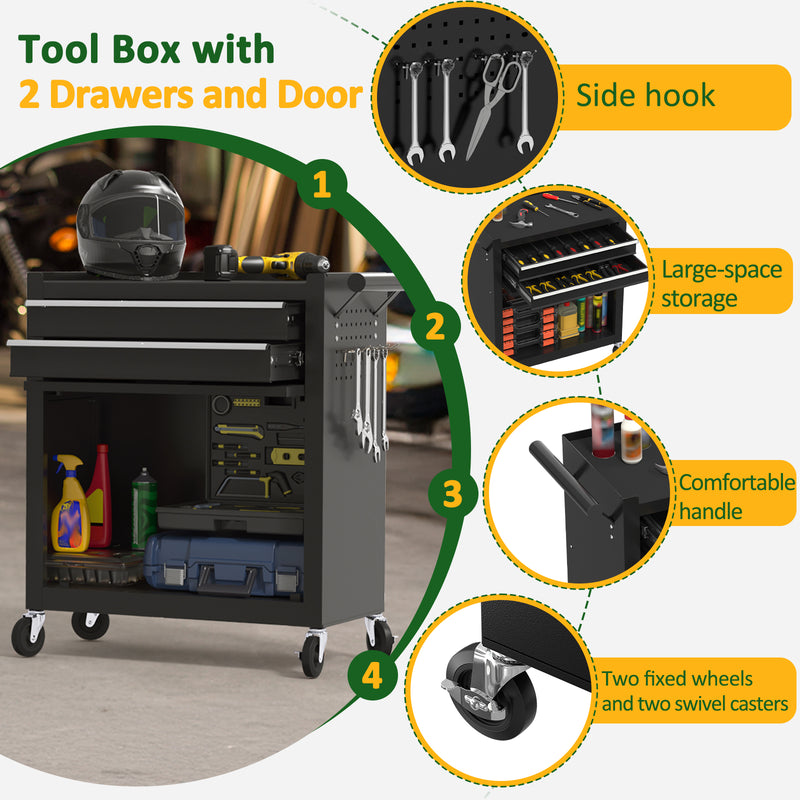Radeway 8-Drawer Tool Chest with Top Box  Black - Detail View