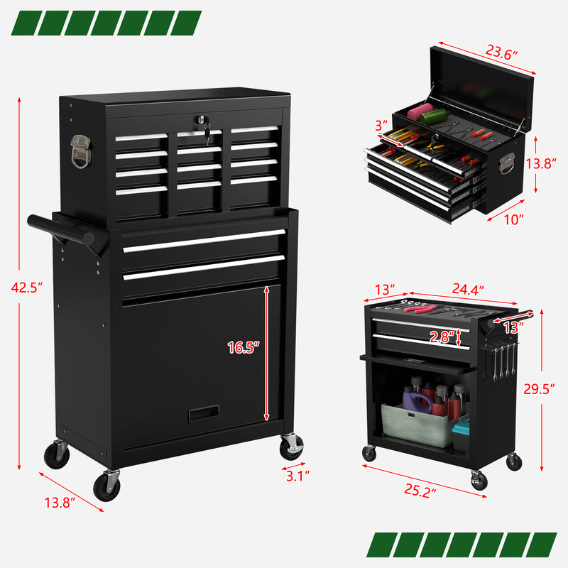 Radeway 8-Drawer Tool Chest with Top Box  Black - Image 5