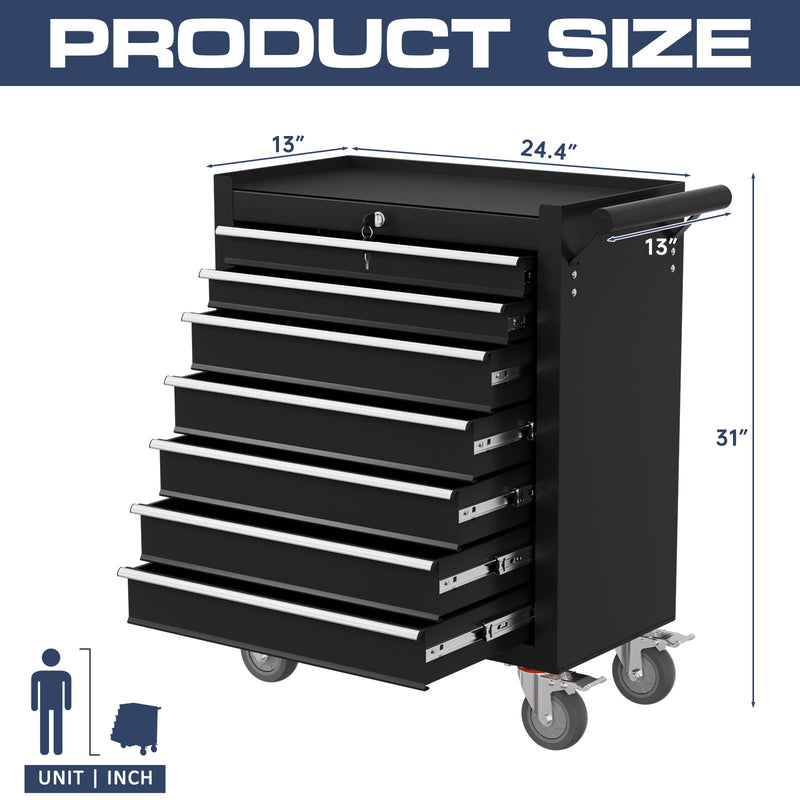 Radeway 7-Drawer Rolling Tool Chest  Black - Image 6