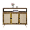 Sideboard Buffet Kitchen Storage Cabinet with Rattan Decorated Doors