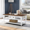RaDEWAY Mordern Coffee Table with 1 Drawer, 1 Shelf and Metal Knobs